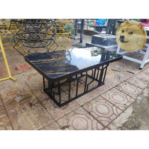 Bàn Trà Sofa Bàn Trà Mặt Đá Bầu Dục Chân Sắt Họa Tiết Rừng Tre Cafe Phòng Khách