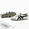 2023 Original Tiger Shoes MEXICO66 Men's and Women's Fashion Anti Slip Sports Shoes Comfortable and Breathable Leather Shoes Cream White/Black. 