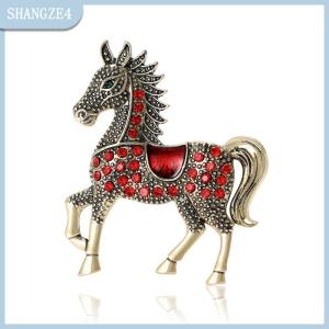 【SHANGZE4】 Cổ điển Rhinestone ngựa trâm cài cho phụ nữ linh hoạt động vật ve áo pins quần áo Corsage trang sức phụ kiện quà tặng năm mới