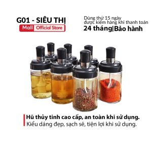 Hũ Thủy Tinh G01 Kèm Muỗng – Bảo Quản Gia Vị Sạch Sẽ An Toàn Tiện Lợi Giá Ưu Đãi