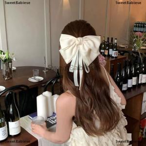 [COD] SweetBabiese 1 cái kẹp tóc nơ lớn mùa hè kẹp tóc dài Streamer vịt hóa đơn kẹp tóc satin nơ lớn màu trắng Phụ kiện tóc thanh lịch và ngọt ngào