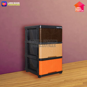 LEMARI PAKAIAN PLASTIK LACI PAKAIAN LACI TABITHA LEMARI MOTIF ROTAN LACI FR-ROTAN