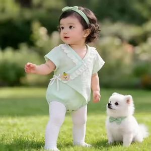 Baby romper made of pure cotton a Summer-style gauze baby short-sleeve outdoor romper thin newborn jumpsuit