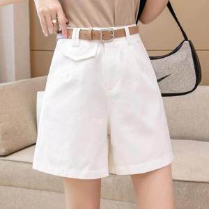 IELGY womens summer thin section high-waisted a-line wide-leg short section casual wide tooling five-point suit pants