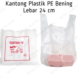 Kantong Plastik PE Bening Lebar 24 cm Isi 50 pcs Kresek Transparan