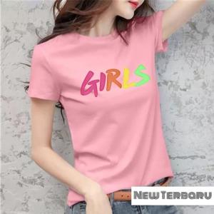 BAYAR DI TEMPAT(COD)-Kaos Oblong Wanita Girls Distro Cewek Atasan Kekinian Murah Lengan Pendek Tumblr Tee Casual T-shirt Cotton Combed Tshirt Pakaian Olahraga Santai Remaja