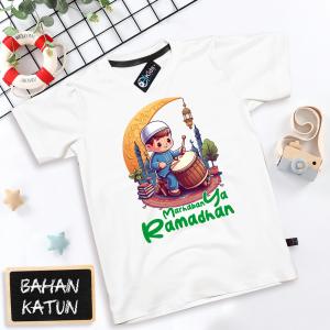 kaos anak muslim cowok cewek bahan katun usia 1-9 thn