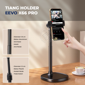 Holder HP Meja Universal Alluminium Alloy Stand Handphone Kuat Anti Goyang Dekstop Lifting eevo x66 Rotasi 360 Derajat Lazypod Phone Standing Kokoh