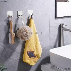 [COD] FUSHI0 Stainless Steel Hook Strong Adhesive Hook Door Back Coat Hook Hardware Coat Hook Perforation-free Metal Coat Hook