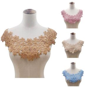 SKJK Multicolor Garment Sewing Supplies Craft Wedding Floral Applique Lace Fabric Neckline Lace Collar