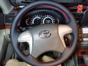 Custom Fit Hand Sewn Steering Wheel Cover for Toyota Highlander & Camry 2007-2011 | Premium Microfiber Leather DIY Car Interior Accessories