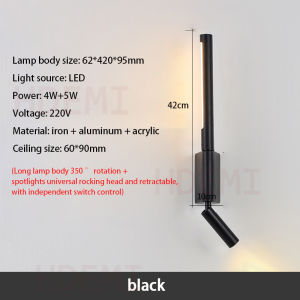 Rotatable Adjustment Wall Lamp LED Bedside Reading Night Light Independent Switch Control Modern Indoor Living Room Decor