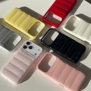 Luxury PU Leather Puffer Phone Case For iPhone 18 17 16 15 14 Pro Max 13 Shockproof Cover Urban Sophistication Down Jacket Caps2026
