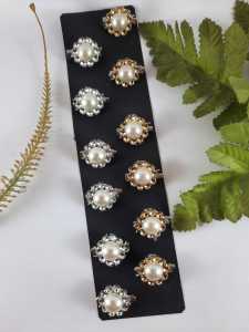 12 pcs bros dagu hijab kecil seri bunga mutiara putih mix warna lusinan grosir mix silver dan gold