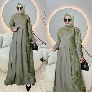 Gamis Elegan Lila Mix Renda Tulle Import L/XL/XXL/3L/4L