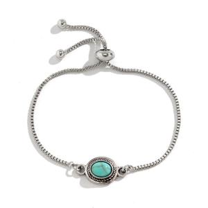 Ngọc lam cổ điển Vòng tay hạt charm có thể điều chỉnh thanh lịch đá tự nhiên dây đeo cổ tay Đảng Vòng tay theo bộ đơn giản