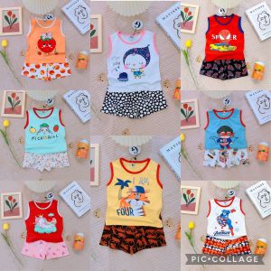 [Hoàn Tiền 6%] Lyvyshop - (Cotton SG đẹp) Bộ sát nách bé trai bé gái mùa hè siêu dễ thương bé từ 08kg-26kg (giá 01 bộ)
