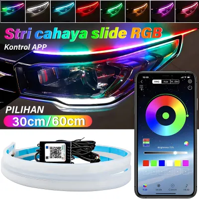 Lampu Alis Led DRL Maxmoto Rgb Konek Aplikasi Android/Ios Welcome Light Sein Running Bluetooth App Controller 30cm 60cm