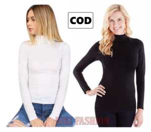 PROMO MANSET LENGAN PANJANG - MANSET LENGAN PANJANG WANITA - MANSET LEHER TINGGI BAHAN KAOS - MANSET LEHER TINGGI MURAH -  MANSET PUTIH & HITAM NIKI FASHION