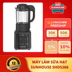 Máy làm sữa hạt đa năng 1.75L SUNHOUSE SHD5266 cối thủy tinh 800W xay 900W nấu - Hàng chính hãng