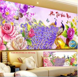 Tranh Đính Đá BÌNH HOA NGHỆ THUẬT (ĐÁ ABC CAO CẤP). Kích Thước: 70cm x 57cm