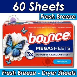 Bounce Dryer Sheets Laundry Fabric Softener Outdoor Fresh or Bounce Gentle Unscented Fabric Softener Dryer Sheets for Sensitive Skin  (USA Version)