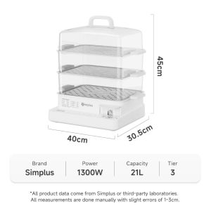Simplus Electric Steamer 1000W 2-Tier Steamer 11L Hot Pot 24H Delay Timer 8 Preset Programs Pengukus Elektrik DZEG004