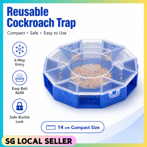 SG READY STOCK Cockroach Trap 6-Way Entry Roach Catcher with Transparent Cover Bait Box Cockroach Bait for Home Kitchen