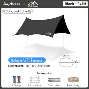 Waterproof Ultralight Camping Tarp Canopy Sun Shelter Flysheet Awning Tent for Beach Picnic Hiking Outdoor Camping 3x3 3x4 3x6M