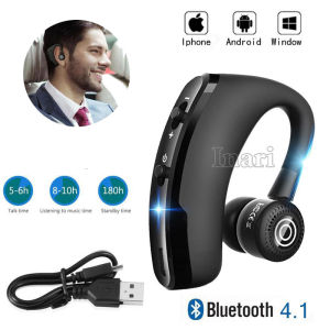 หูฟังเอียบัด ชุดหูฟังไร้สายบลูทูธ V4.1 Headset Business Earbuds Sport Headphone Single Stereo Earpiece with Mic for Smart Phoneหูฟังบลูทูธไร้สาย5.1หูฟังอินเอียร์สเตอริโอแนวสปอร์ตกันน้ำได้หูฟังแบบแขวนหูฟังไร้สายลดเสียงรบกวน