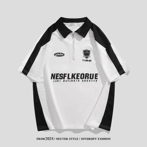 Kaos Polo Shirt Zipper Short Sleeve -Basics Sport Poloshirt-Polo Shirt Pria Cutting oversize - atasan lengan pendek pria tebal -Kaos Polo Kasual Putih-Atasan Pasangan hitam -Polo Shirt Zip M-3XL