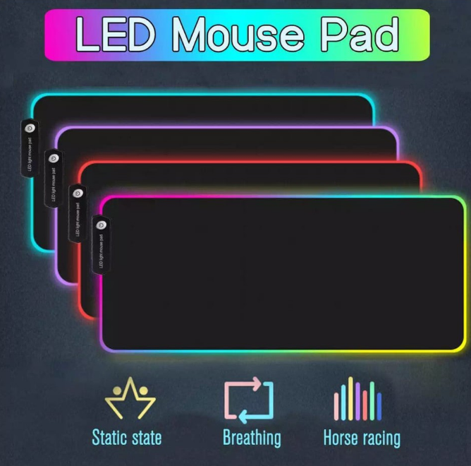 GMSWT5 RGB Colorful LED Lighting Light Gaming Mouse Pad Soft Large Computer Game Mousepad