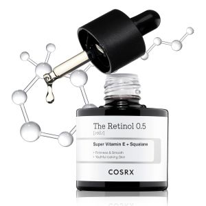 COSRX Retinol 0.5 Oil Serum chứa 0.5% Retinoid dành cho da mặt giảm nếp nhăn đường nhăn mịn chăm sóc da dịu nhẹ cho ngày và đêm không thử nghiệm trên động vật sản phẩm chăm sóc da của Hàn Quốc.