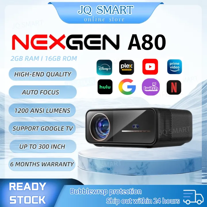 NexGen A80 4K Projector Android 11 with Dual WIFi Band Auto Focus