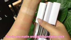 Color Changing Foundation Stick Double-head Blanc Cover Cream Stick with Soft Brush (Ivory White)
