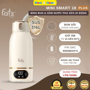Bình Đun Sôi & Hâm Nước Pha Sữa Di Động Mini Smart 18 Plus FATZ BABY Pin Khủng 18.000mAh Dung Tích 500ml Tiệt Trùng lõi bình Khoá trẻ em