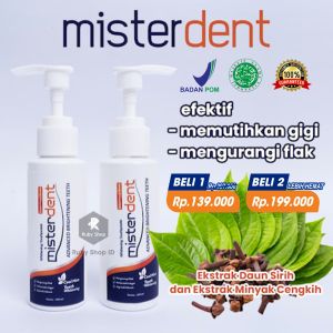 MISTERDENT Advance Brightening Teeth Pasta Gigi Pemutih Gigi Kuning Instan Perontok Karang Gigi Herbal Untuk Perokok Original BPOM
