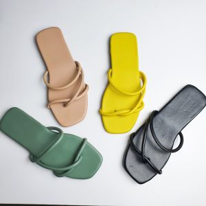 Dép xỏ ngón nữ lê bệt mũi vuông quai mảnh 3 bính ngang chéo đi biển đi chơi mới hot trend 2021 giá rẻ đẹp mùa hè