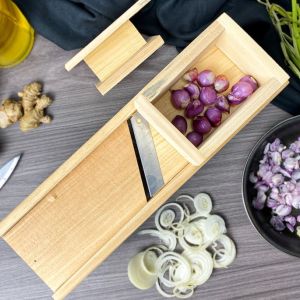 Alat Pengiris Bawang Merah dan Pemotong Keripik Kentang Serbaguna Bahan Kayu jati