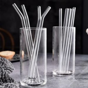 14PCS/Set Creative Glass Straws Set Reusable Long Drinking Straws Tea Juice Water Drinking Straw
