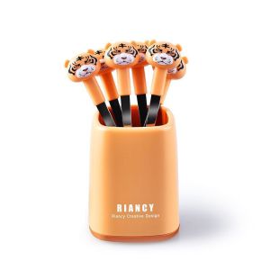 KEKEBEBE 6pcs Set Fork Cute Animal Stainless Steel Dessert Fruit Forks With Holder