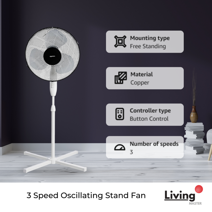 (100 Original)AmazonBasics High Quality 3 speed Oscillating Pedestal