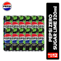 Pepsi Zero Sugar Lime 320ml in Can - Pack of 12. 