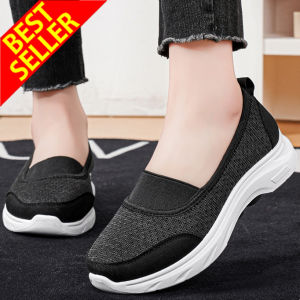 QINGSHUI sepatu sneakers wanita impor Model Terbaru.Sepatu santai slip-on wanita dengan sol cushion.