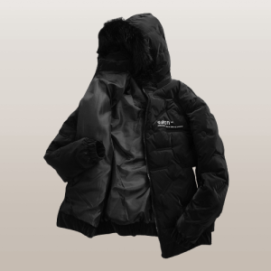 Áo khoác nam áo khoác phao nam bóng mũ lông in chữ mùa đông