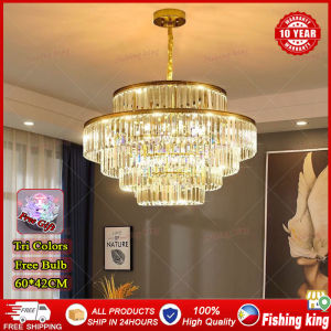 【Free gift + Fast shipping】Modern LED Luxury Round Golden Crystal Chandelier Lighting For Living Room Dining Room Larmp Bedroom Indoor Light Fintumrems