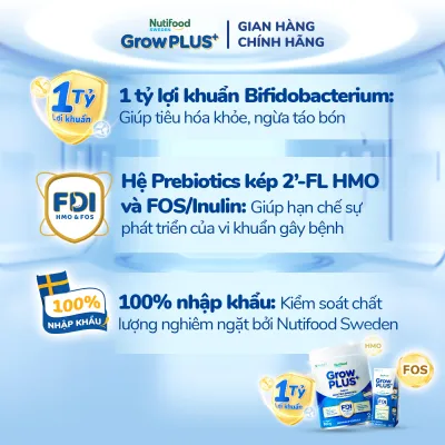Sữa Nước Pha Sẵn Nutifood Sweden GrowPLUS+ Tiêu Hóa (Xanh Nhạt) - Hỗ trợ tiêu hóa khỏe mạnh bé tăng cân - Trên 1 tuổi (48 hộp x 110ml)