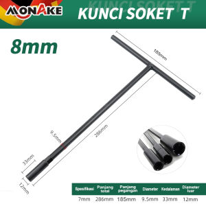 MONAKE Alat Jerman CRV Kunci pas T 8mm 10mm 12mm 14mm Kunci pas soket perbaikan T-Type Wrench Kunci Sok Sock Socket T Set Konci