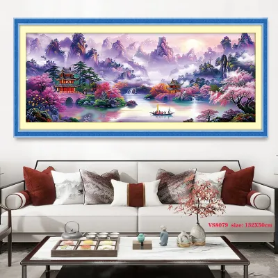 Tranh thêu kín Phong Cảnh Cổ VS8079 kích thước 132 x 50 cm