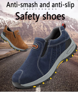 MEIXU Safety Shoes Work Ankle Boots Safety Boots Loafers Suede Anti-smash Puncture Detection Shoes Kevlar Anti-smashing Safety Shoes Steel Toe Steel Non-slip Work Shoes Safety Boots Men Sport Jogger Kasut kerja lelaki kasut keselamatan lelaki